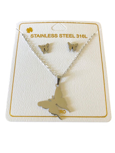 Stainless Steel Silver Butterfly Set