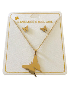 Stainless Steel Gold Butterfly Set