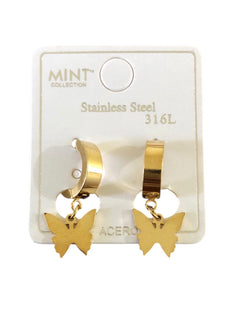 Stainless Steel Small Gold Butterfly Earrings