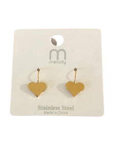 Stainless Steel Small Gold Heart Earrings