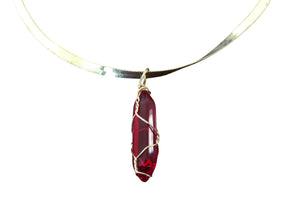 Gold and Red Crystal Necklace